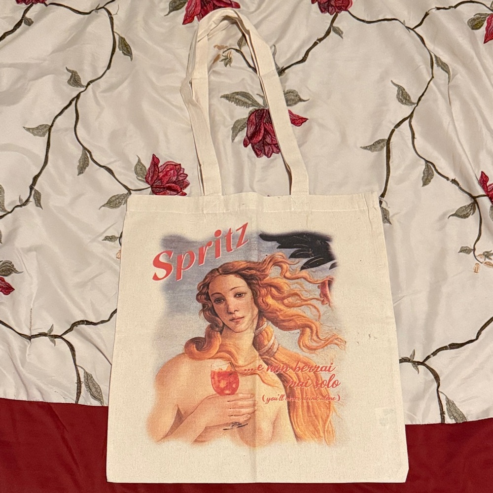 Artistic Cream Canvass Bag from Italy